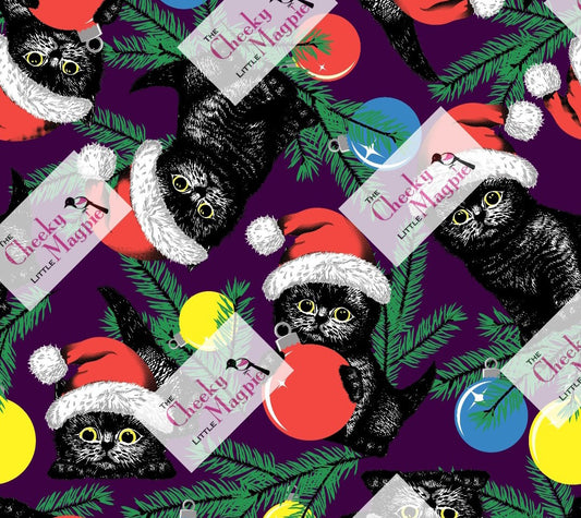 Christmas Black Cats short sleeve skater dress