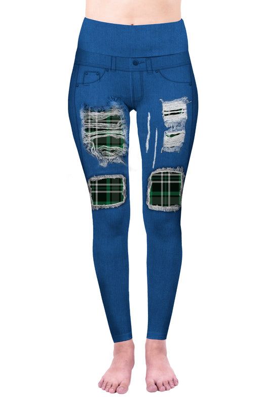 'Not Jeans' Green Tartan - yoga