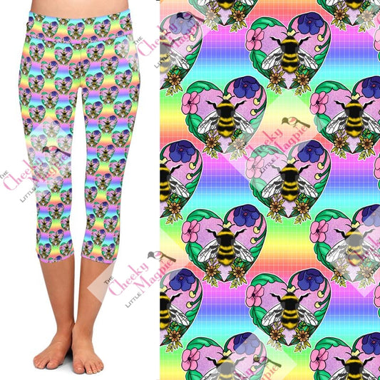 Bright bees yoga capri