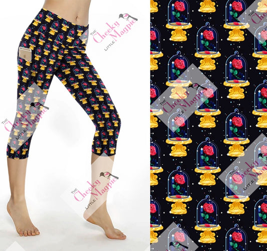 Rose yoga Capri POCKETS