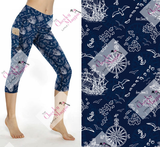 Set Sail yoga Capri POCKETS