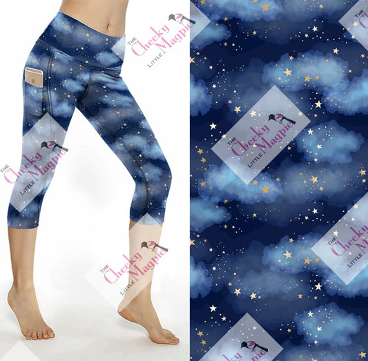 Night Sky yoga Capri POCKETS