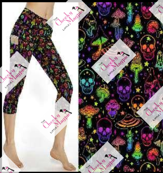 Neon Skull Capri Pockets